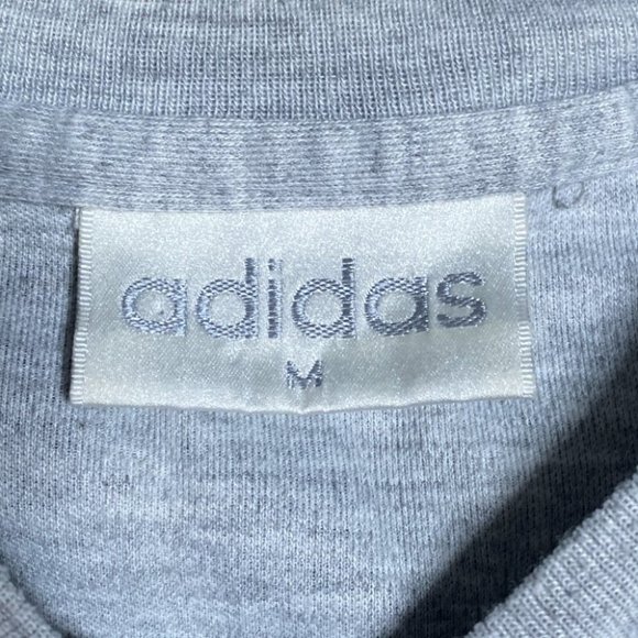 Vintage 80s Adidas Trefoil 3 Stripes Big Logo LongslT Shirt Gray Mens Medium - Picture 3 of 9